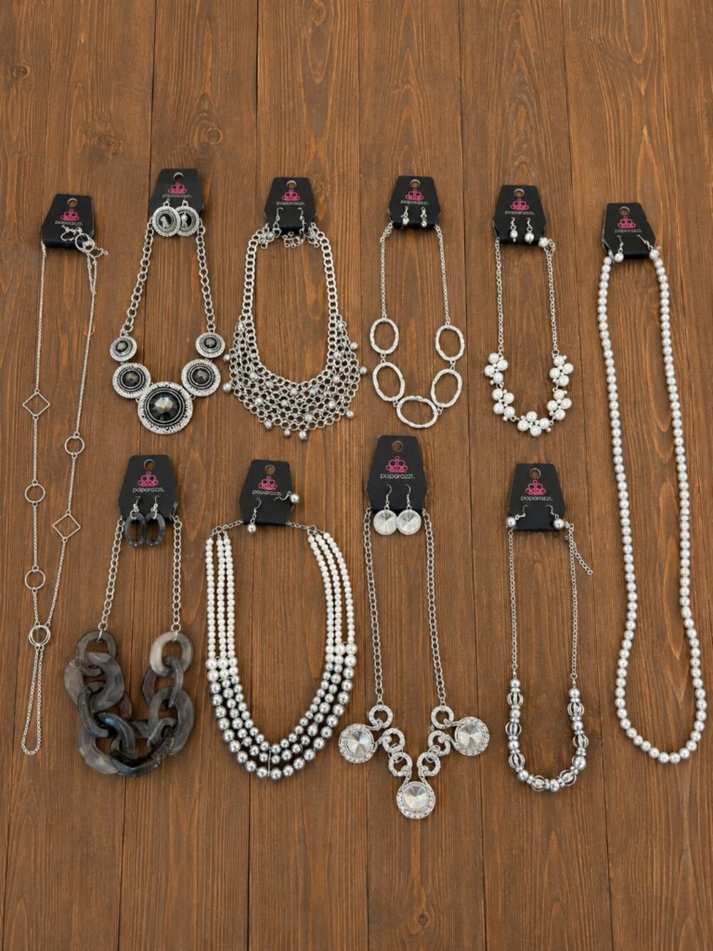 Paparazzi Jewelry Lot - 10 Piece Silver Tone Statement Necklace Bundle